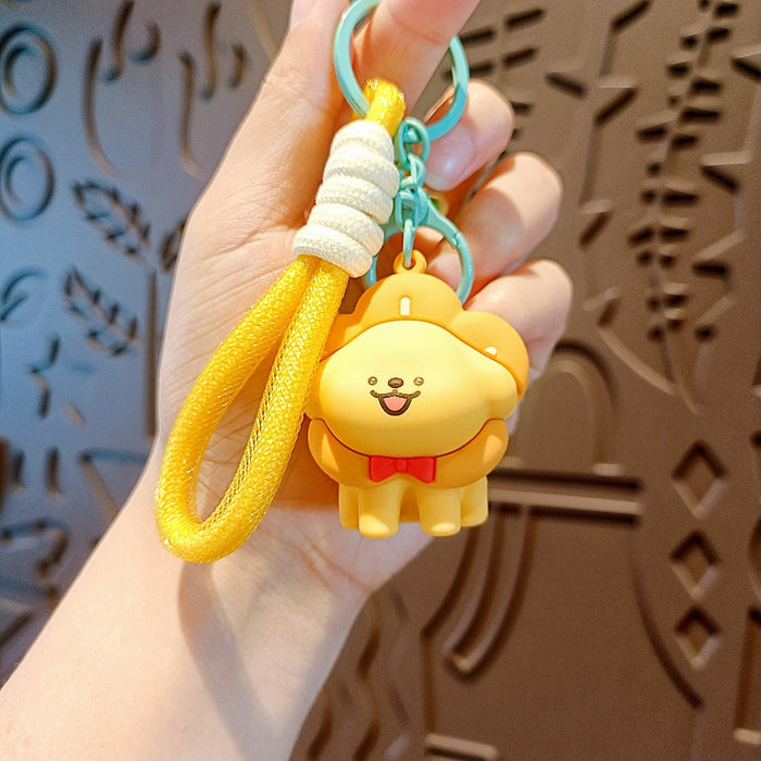 Wholesale Line Puppy Keychain Korean Cartoon Doll School Bag Pendant Cute Couple Key Chain Doll Machine Small Gift