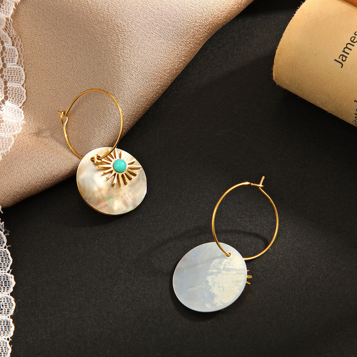 Wholesale Natural Shell Earrings Design High-End Artificial Turquoise Earrings Jewelry for Women