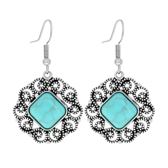 Wholesale Beach Vacation Geometric Alloy Earrings with Turquoise Acrylic Fashion Jewelry MOQ≥2