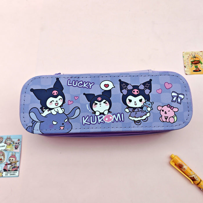 Wholesale Cute Double Layer Cloth Pencil Case Large Capacity