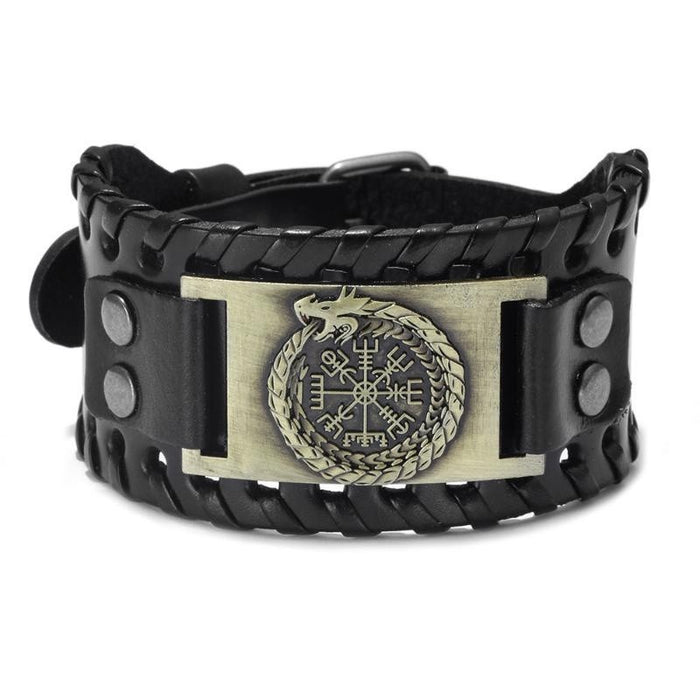 Wholesale Multi-layer Leather Wolf Head Men's Bracelet JDC-BT-FengH002