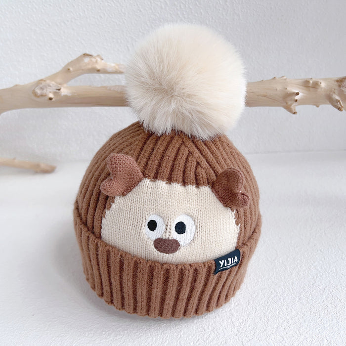 Wholesale Hat f two-piece set winter hat cute cartoon baby wool hat baby knit cross f