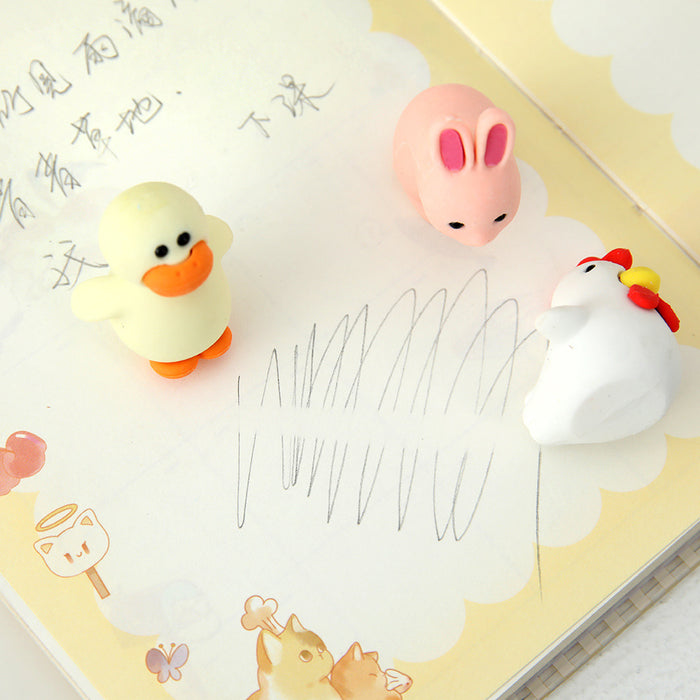 Wholesale Cartoon Poultry Eraser Four Boxes Stationery for Correcting and Erasing