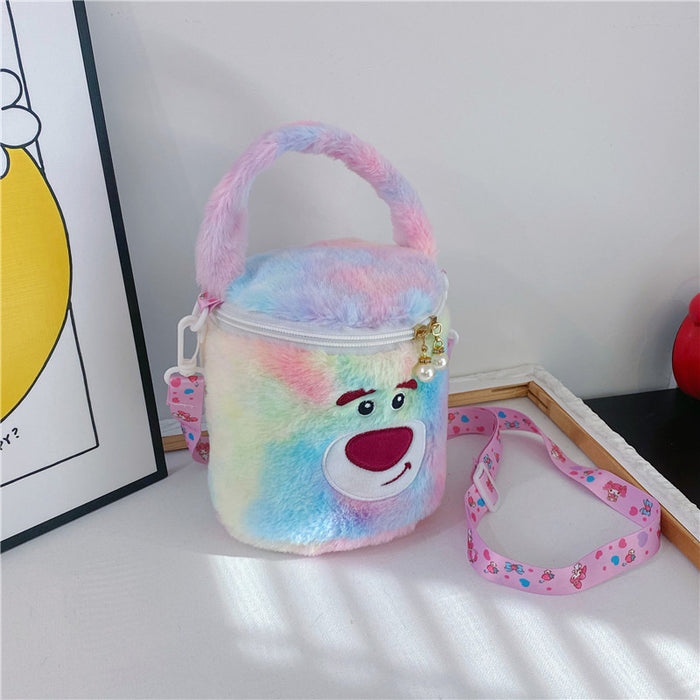 Wholesale Cartoon Plush Shoulder Strap Portable Crossbody Bag Clasp Doll Plush Bag Portable Bucket Bag