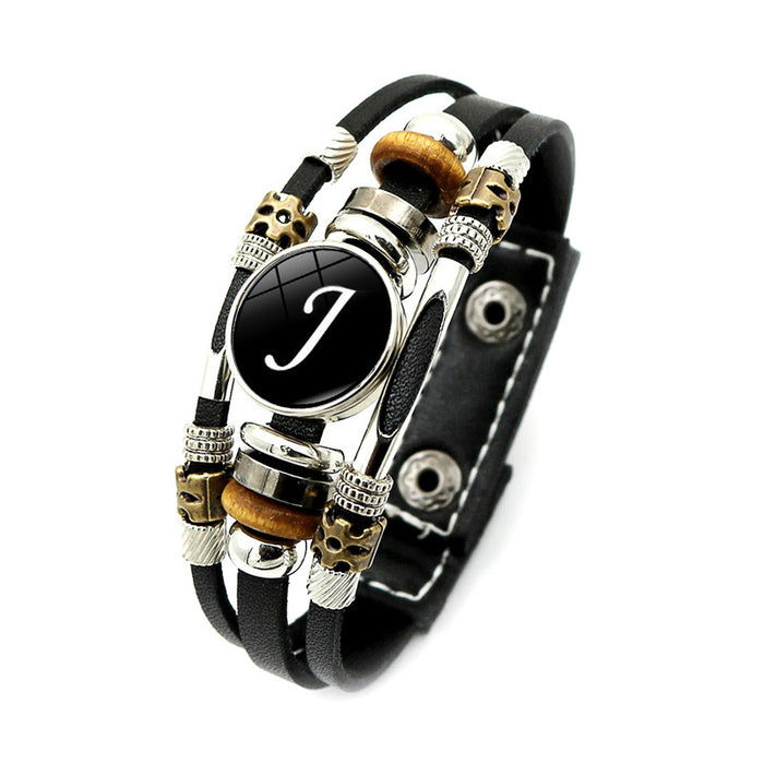 Wholesale Letter Time Gem Leather Bracelet Women Retro Punk Style Handmade Multi-layer Beaded Bracelet Jewelry