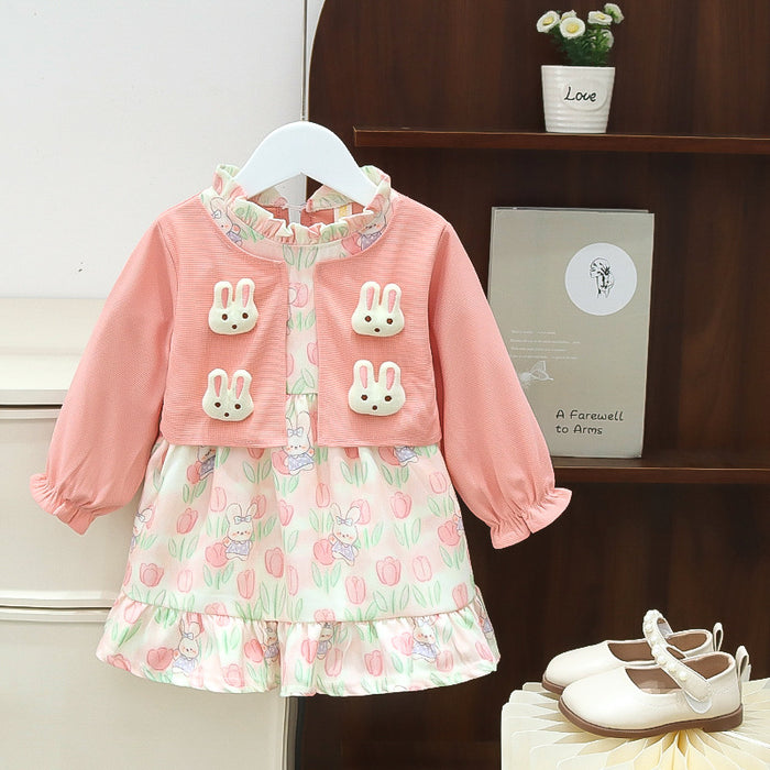 Wholesale Girls Dress Summer Bunny Flowers JDC-CTS-MianY041