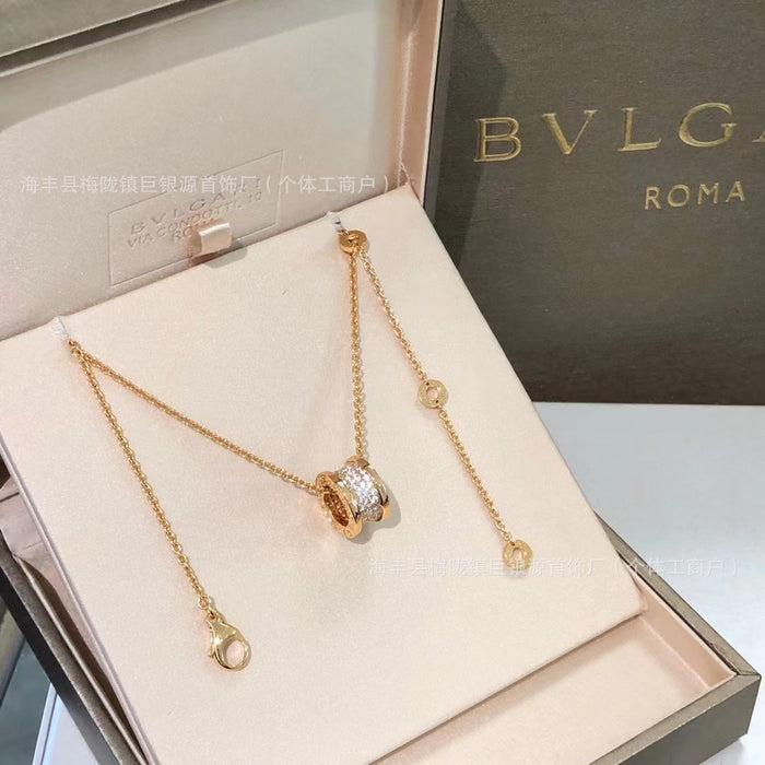 Wholesale Cnc High Version Large Waist Necklace Women's All-match18k Rose Gold Plated Full Diamond Small Waist Clavicle Chain