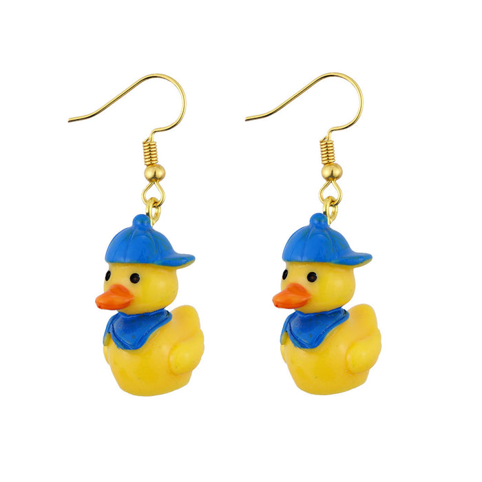 Wholesale Cartoon Three-dimensional Little Yellow Duck Earrings JDC-ES-niqing035