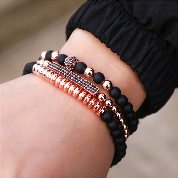 Wholesale Bracelet Black Frosted Bead Bracelet Set JDC-BT-ZhuJ006