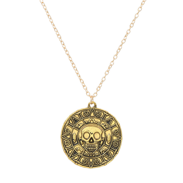 Wholesale Necklace Aztec Gold Coin Chain Men's Skull Necklace Pendant