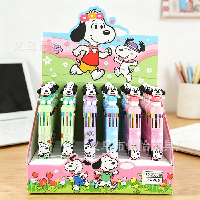 Wholesale 6pcs Ten-Color Ballpoint Pen Cute Soft Rubber Design Oil-Based Ballpoint Pen