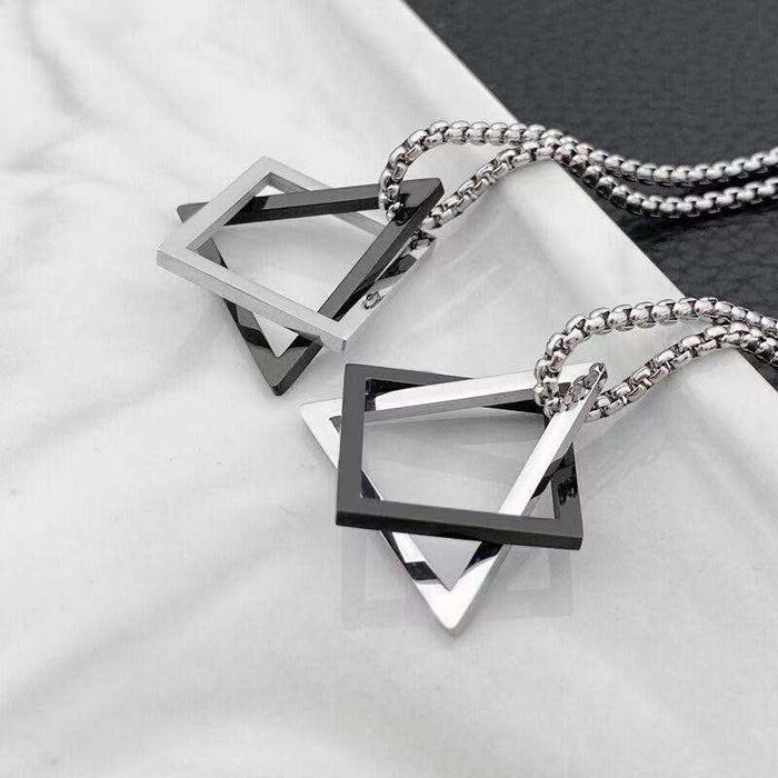 Wholesale Geometric Triangle Necklace Titanium Steel Sweater Chain Accessories