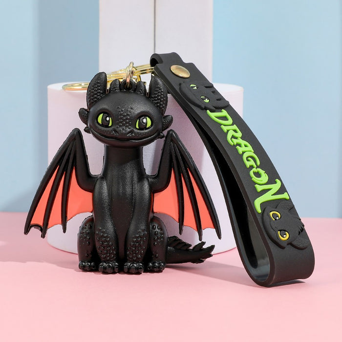 Wholesale Cartoon Black and White Little Flying Dragon Keychain Pendant Soft Plastic Cute Doll Accessories Luggage Pendant