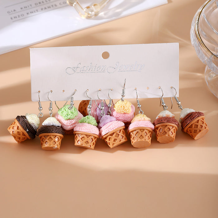 Wholesale Simulated Macaron Cake Earring Set Resin Jewelry Accessory Gift 5 Pairs