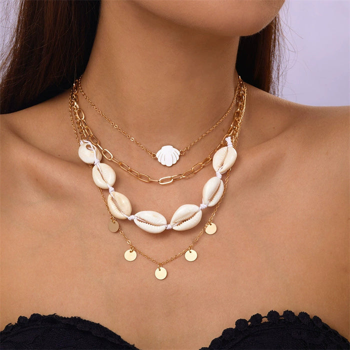 Wholesale Natural Shell Necklace Women Beaded Light Luxury Necklace Bohemian Niche Design