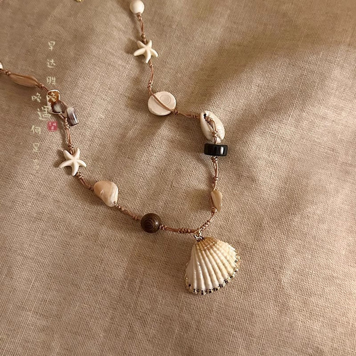 Wholesale Natural Stone Shell Necklace Seaside Clavicle Chain Bohemian Style Accessories