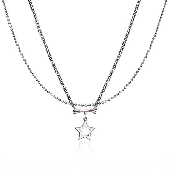 Wholesale A niche design necklace with hollowed out double layered unique personality collarbone chain