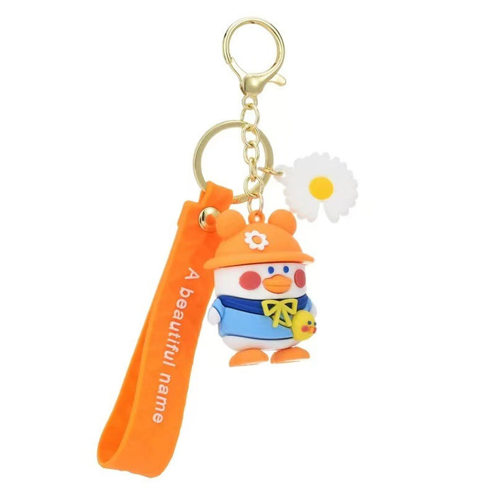 Wholesale  backpack duck key chain cartoon  Duck Key accessories silicone doll couple key chain pendant