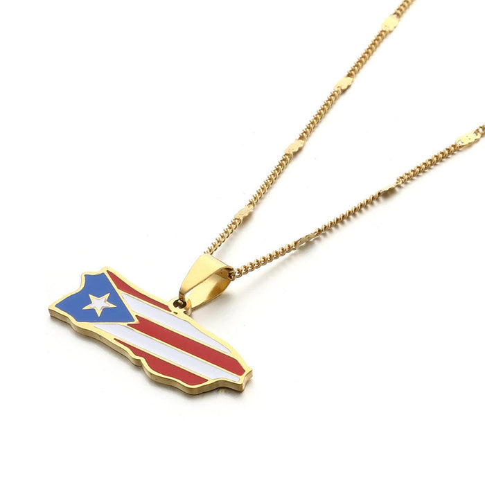 Wholesale Stainless steel map men's fashion map necklace