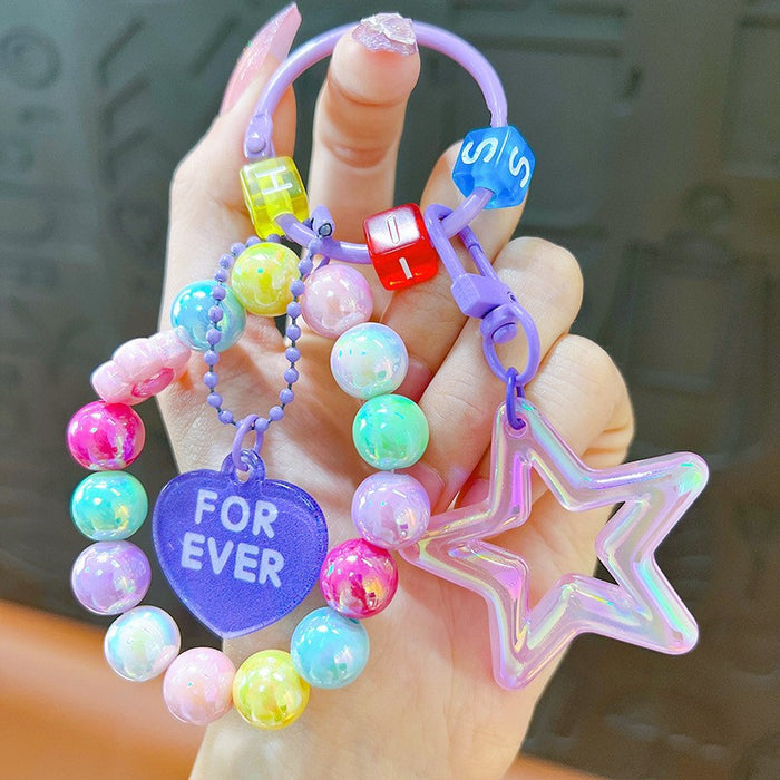 Wholesale Acrylic Cartoon Beaded Five-pointed Star Keychain JDC-KC-YanG066