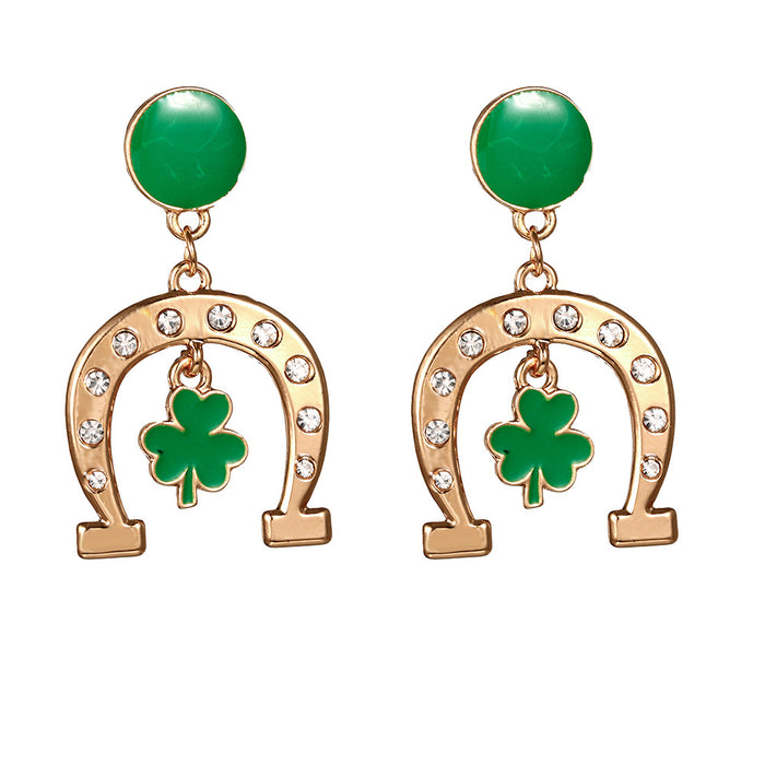 Wholesale Irish Festival Party Alloy Earrings Fashion St. Patrick's Day Shamrock Hat Earrings Women