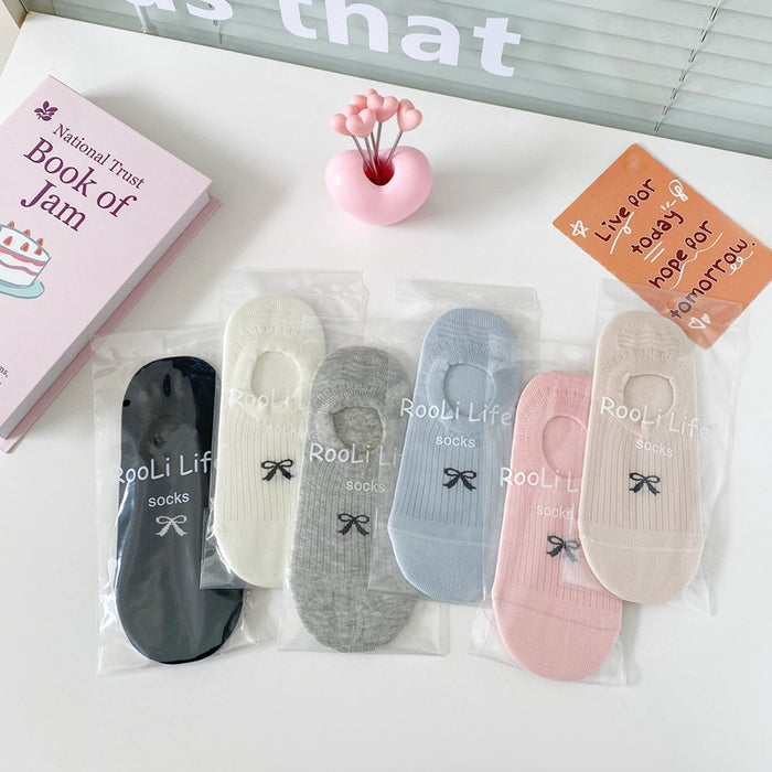 Wholesale Bow socks, boat socks, thin, shallow, invisible socks, anti slip and non falling heel socks, boneless