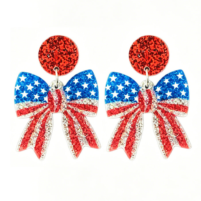 Wholesale 2pcs Independence Celebration Earrings with Bow and Heart