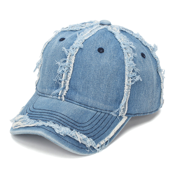 Wholesale Denim Distressed Frayed Baseball Cap Street Style Fashion Accessory Gift Boutique Resale