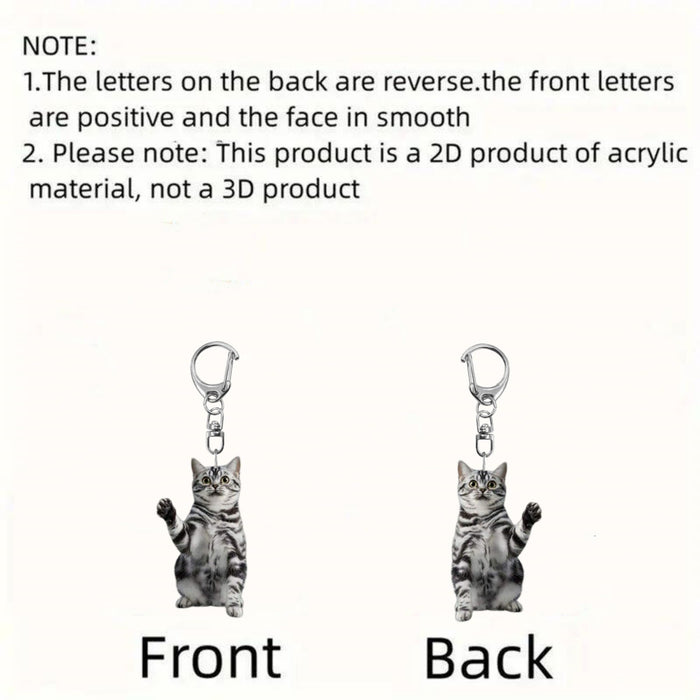 Wholesale 2pcs/set Cat Wave Keychain Acrylic Flat  Pendant with Lobster Buckle