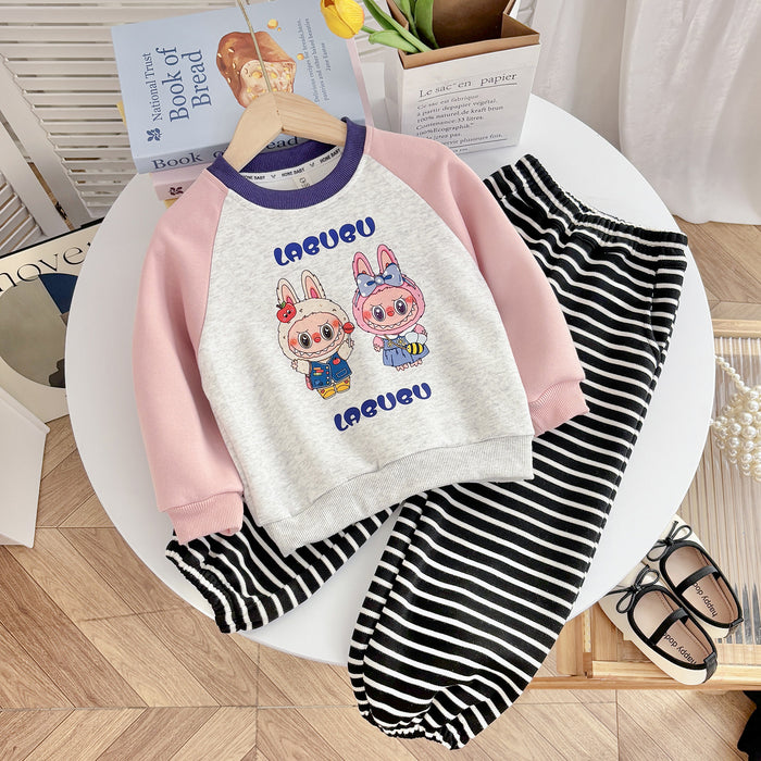 Wholesale Girls'  autumn sweatshirt,  raglan sleeve top,  children' s contrasting collar,  Chinese cotton sweatshirt,  baby loose long-sleeved sweatshirt