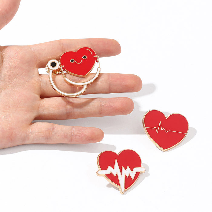 Wholesale Medical Series Metal Enamel Brooch Stethoscope Electrocardiogram  Doctors and Nurses Badges