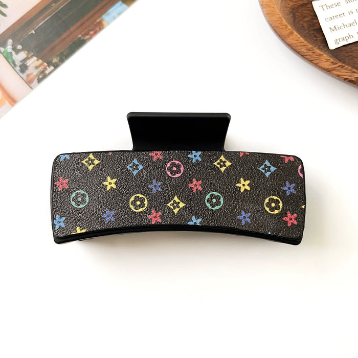 Wholesale Pu Printed Shark Clip Western Style Retro Leather Hairpin Hair Grabber Hair Accessories