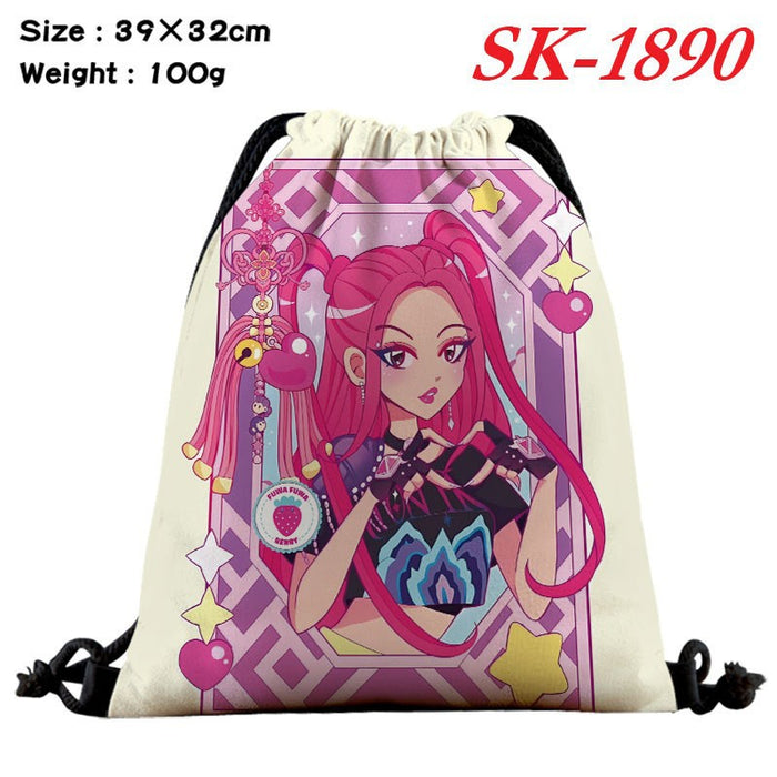 Wholesale Kpop drawstring storage bag with large capacity and full color design also functions as a shopping bag