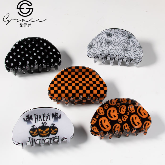 Wholesale Pumpkin Half Round Hair Claw Clip Trendy Decorative PVC Hair Accessory