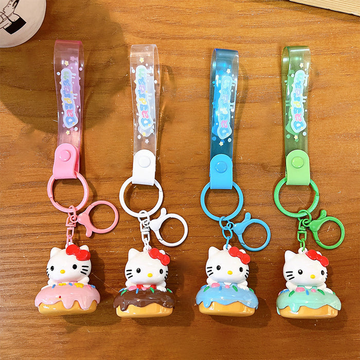 Wholesale Cartoon electroplated donut cat keychain