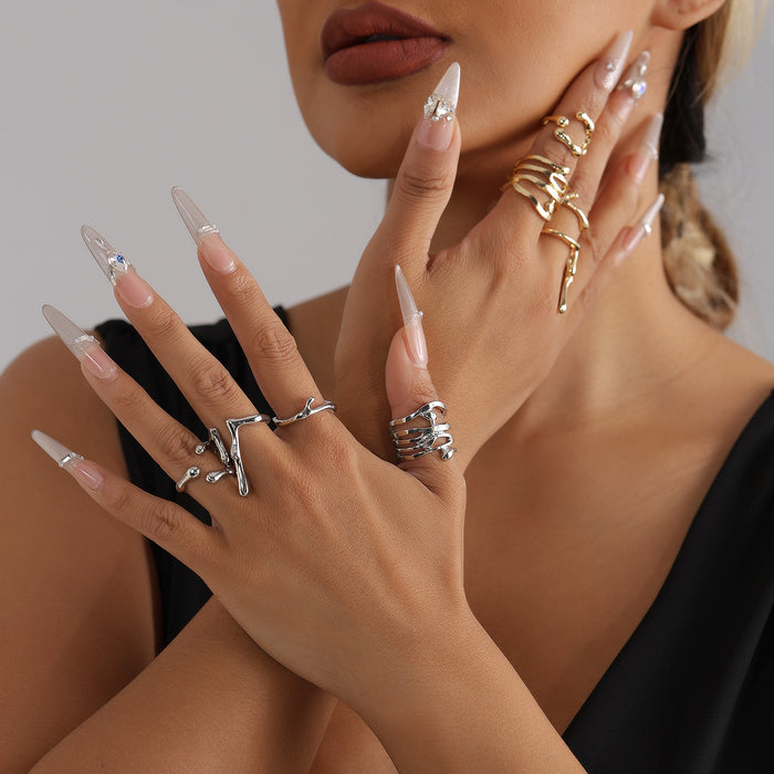 Wholesale Irregular lava adjustable plain ring