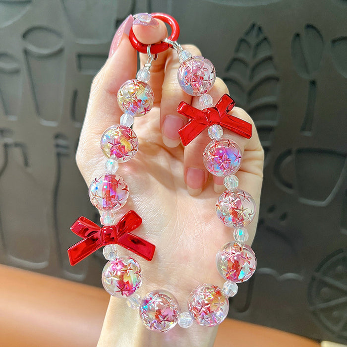 Wholesale Acrylic Beaded Bow Chain Keychain JDC-KC-YanG065