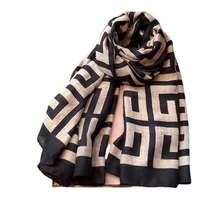 Wholesale Autumn Shawl with Herringbone Pattern Ethnic Style Scarf for Women Winter High-end Cotton and Linen Scarf for Warmth JDC-SF-MC001