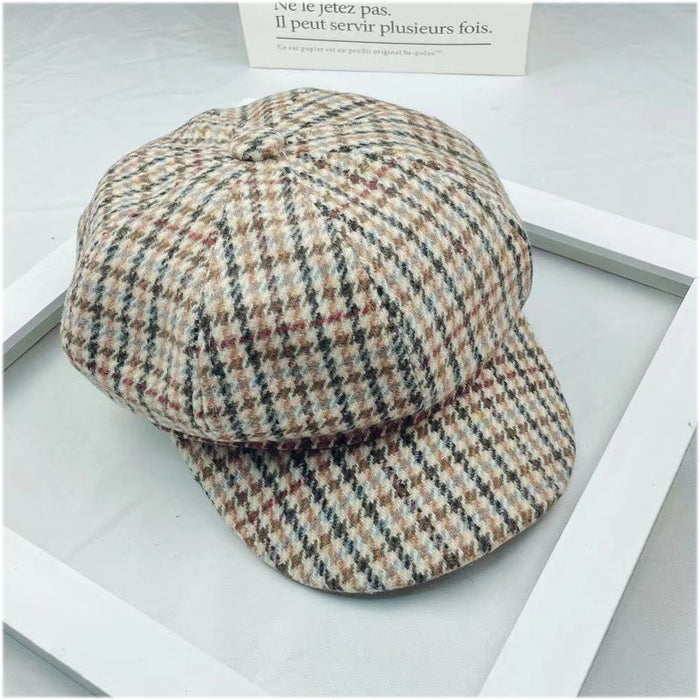 Wholesale Fashion hat women's all-match winter octagonal hat women's round face autumn and winter warm hat