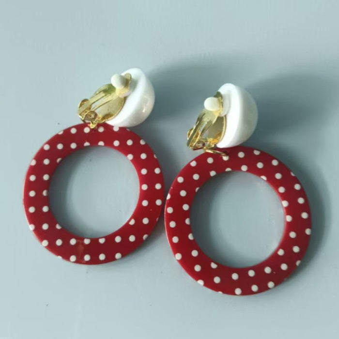 Wholesale Personalized retro red exaggerated circle earrings ear clip