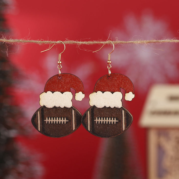 Wholesale Christmas Santa Hat Football Pendant Earrings
