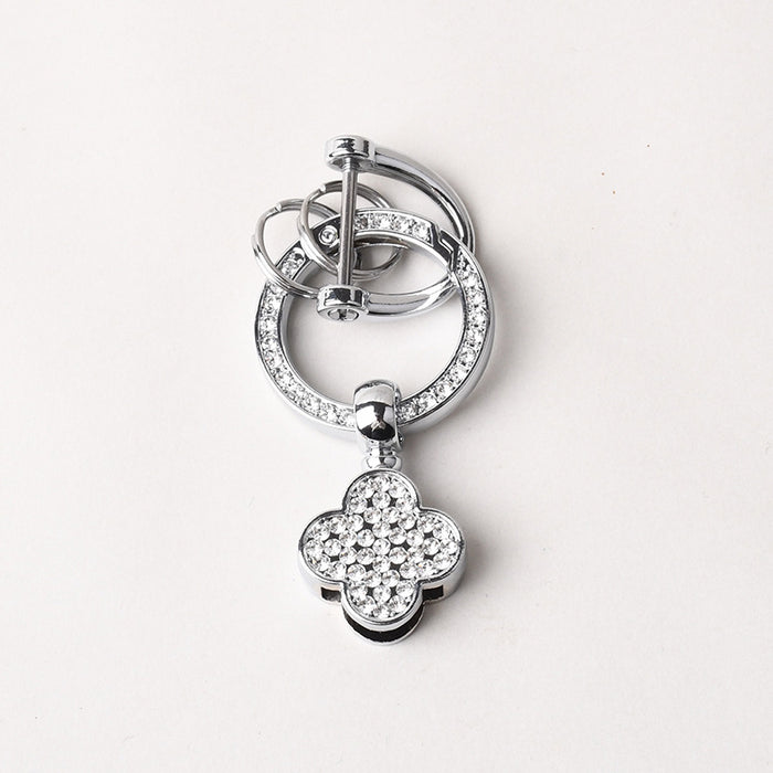 Wholesale Zinc Alloy Four-leaf Clover Diamond Keychain JDC-KC-ZhiC001