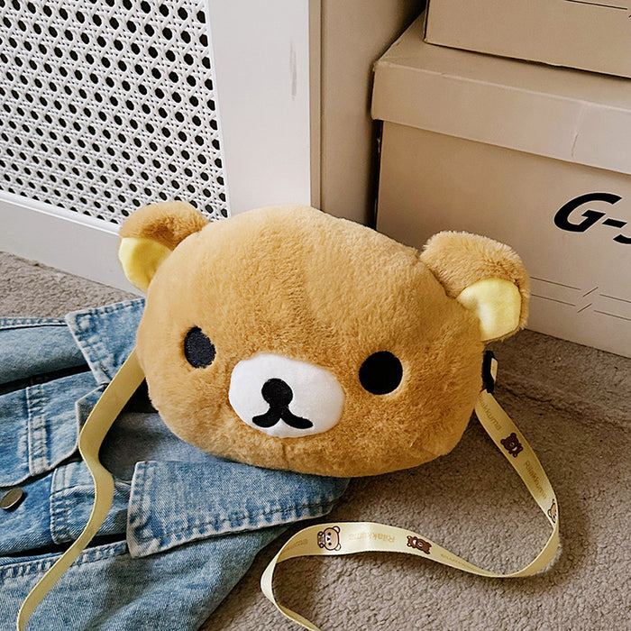 Wholesale  Cute Cartoon Bear Plush Tote Bag Autumn and Winter New Contrast Color Shoulder Bag