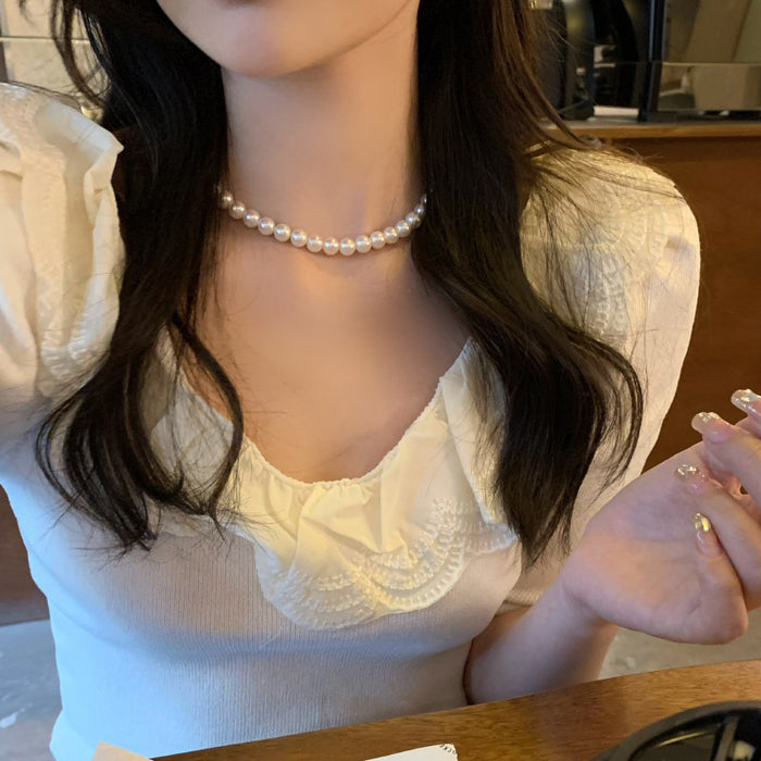 Wholesale High gloss pearl necklace with a high-end feel, collarbone chain