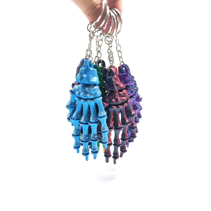 Wholesale 3D Printed PLA Skull Hand Keychain Articulated Joints Fashion Accessory Gift