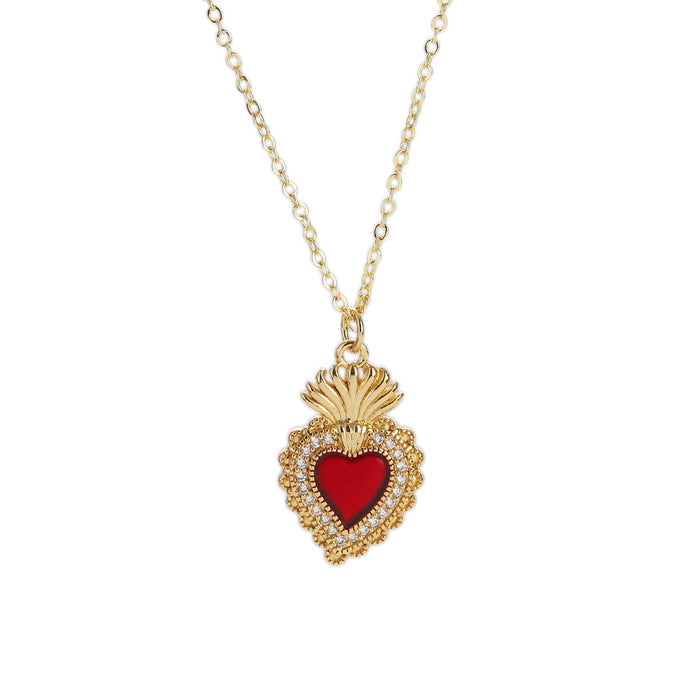 Wholesale Red Heart Simple Heart Pendant Necklace JDC-PT-YJ020