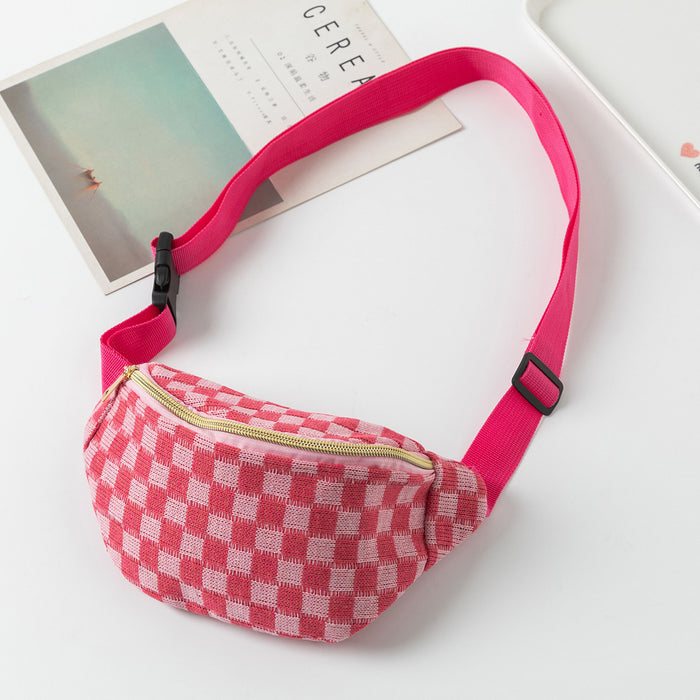 Wholesale Plaid Adjustable Storage Waist Bag,  Unisex Sports and Fitness Bag