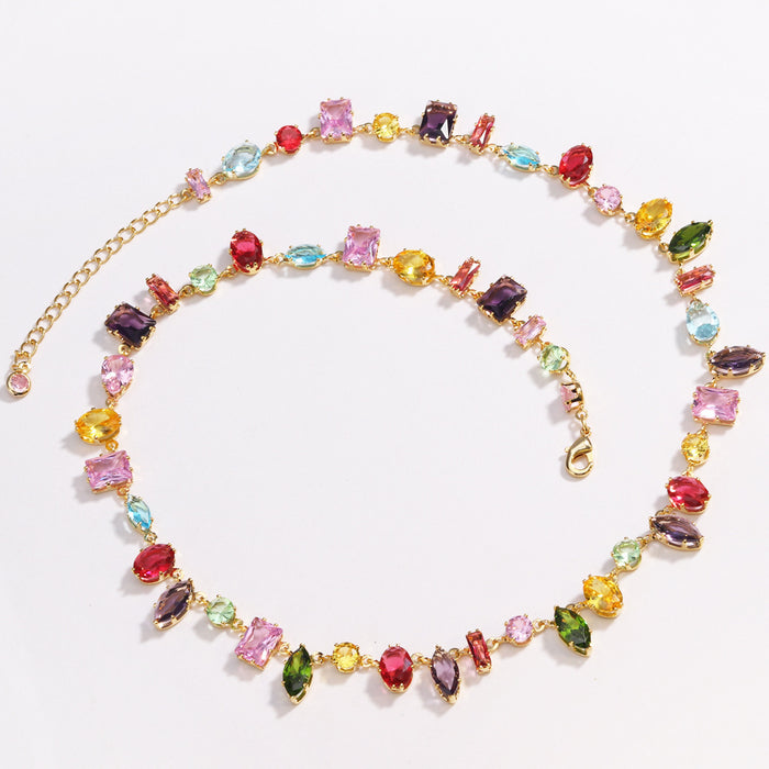 Wholesale bracelet zircon colorful fashion claw necklace women' s rectangular gold bracelet