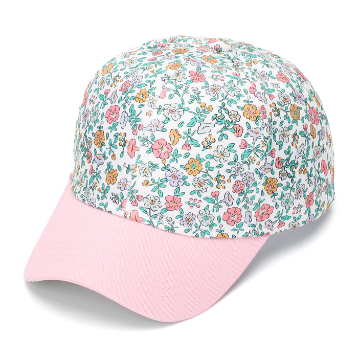 Wholesale Children' s Baseball Cap Floral Print Contrast Color Curved Brim Summer Sun Protection Fashion Accessory