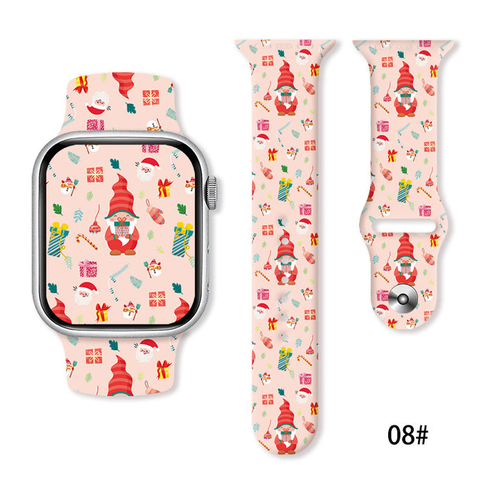 Wholesale Cartoon Christmas Silicone Strap Suitable for Apple Watch Strap JDC-WD-NuoQi005